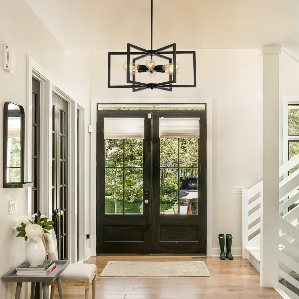 Adjustable Farmhouse Black Chandelier — 6-Light - View 5