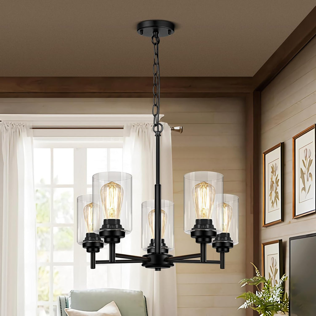 Adjustable Farmhouse Black Chandelier — 5-Light - View 9