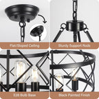 Farmhouse Black Chandelier — 4-Light - View 5