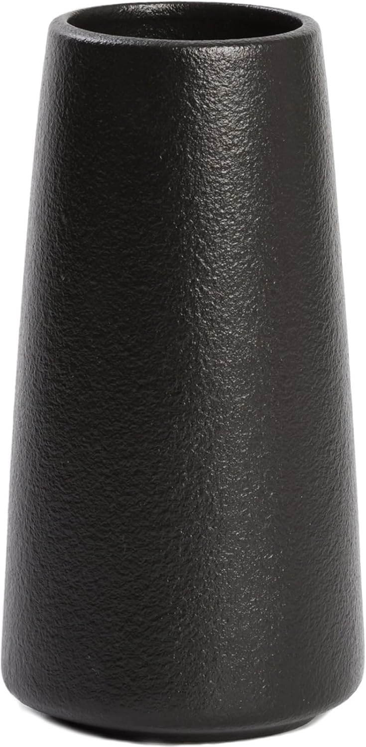 Boho Beige Flower Vase — Solid Black
