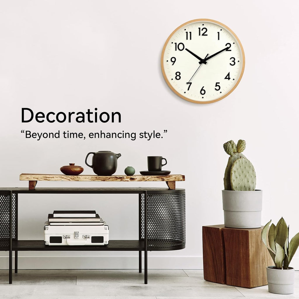 Battery Operated Modern Beige Wall Clock — 8" - View 6