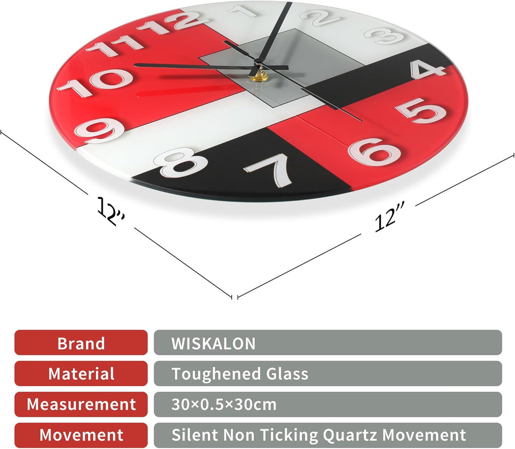 Battery Operated Modern Red Wall Clock — 12" - View 3
