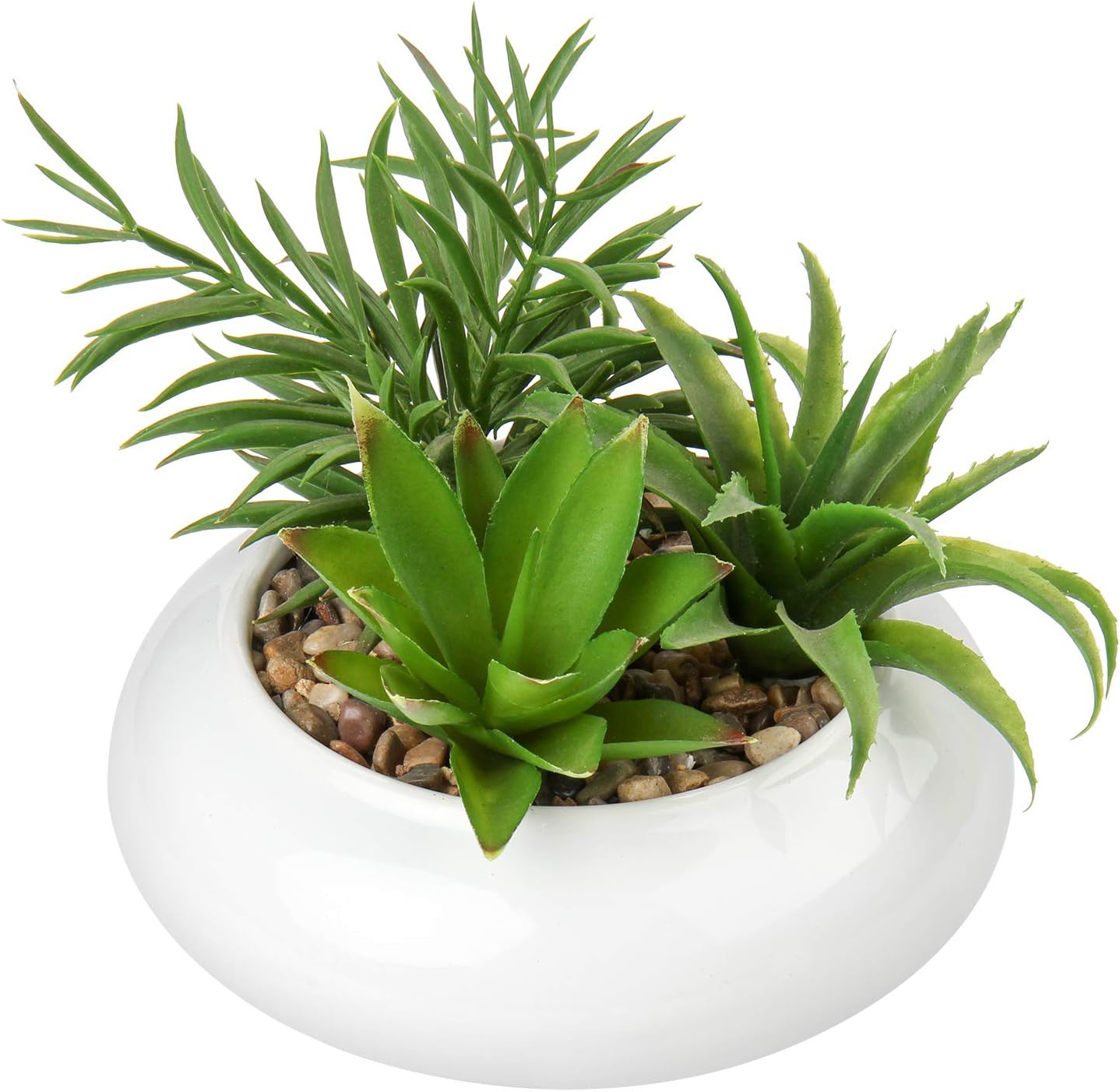 Modern Black Faux Succulent — 1pack - White Ceramic