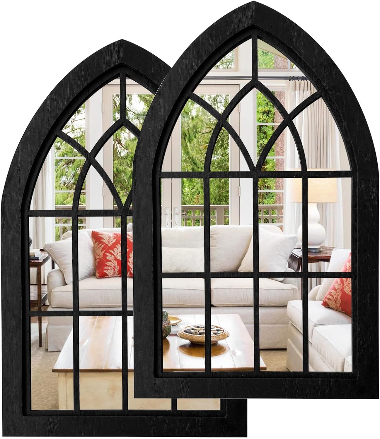 Framed Farmhouse Black Wall Mirror — Arch Black Set Sytle 2