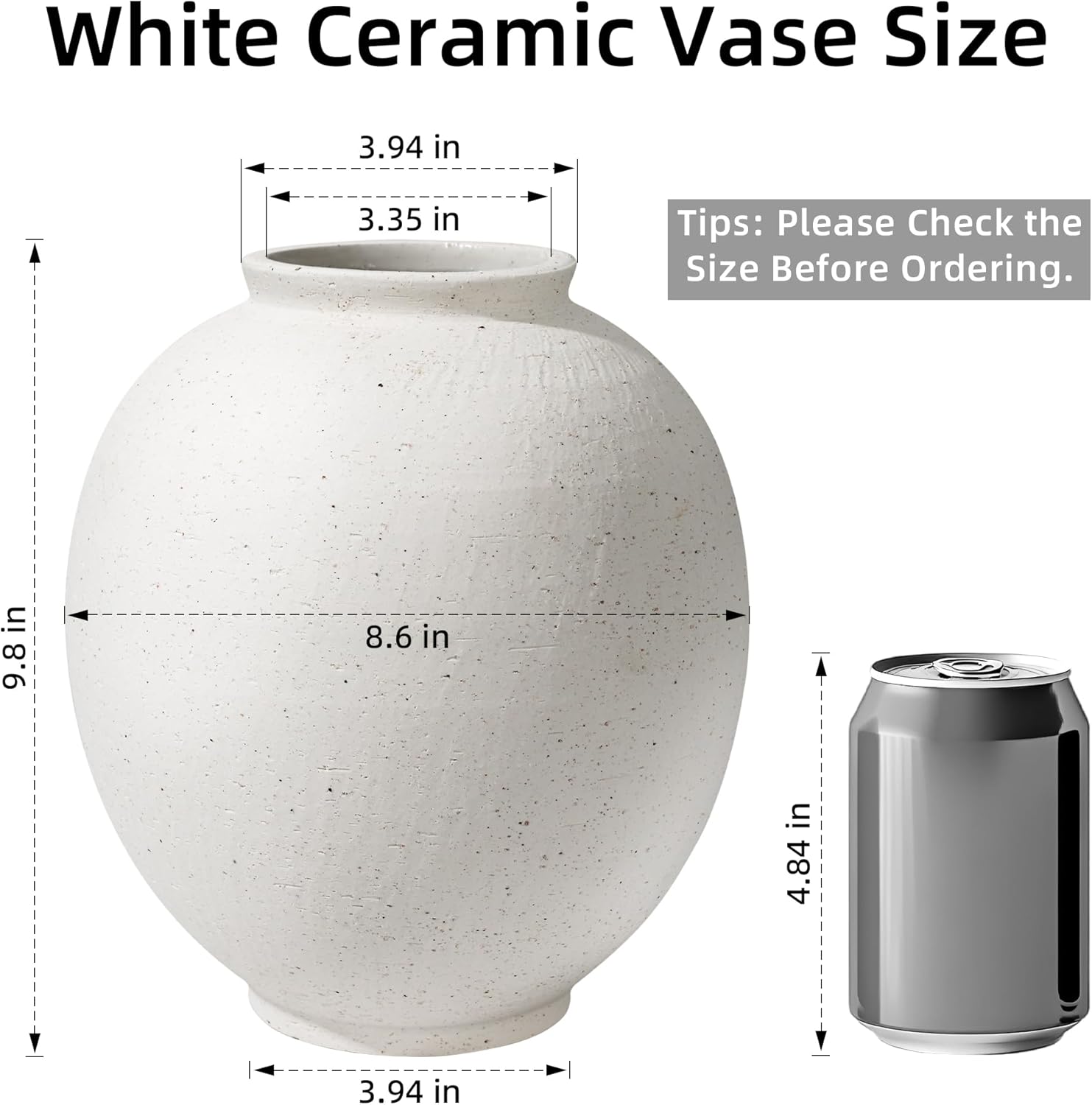 Round Farmhouse Gold Vase — 8" - View 4