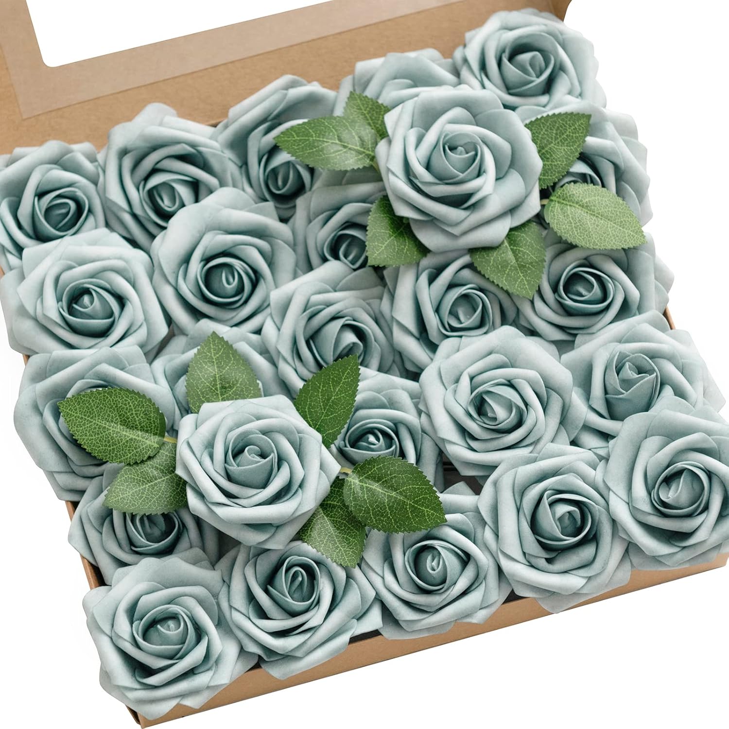 Luxe Beige Artificial Flowers — 3" — Blu- Dusty Blue