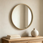 Framed Farmhouse Beige Wall Mirror — 24"