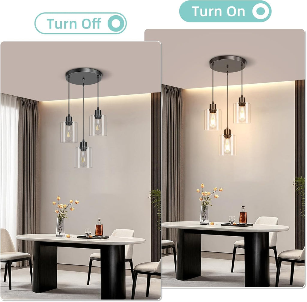 Modern Black Pendant Light — 3-Light - View 4