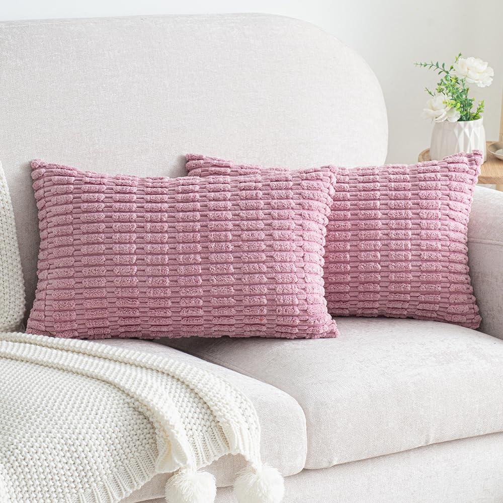 Lumbar Boho Beige Throw Pillow Cover — 20" — 20" x 12" (Pack of 2)