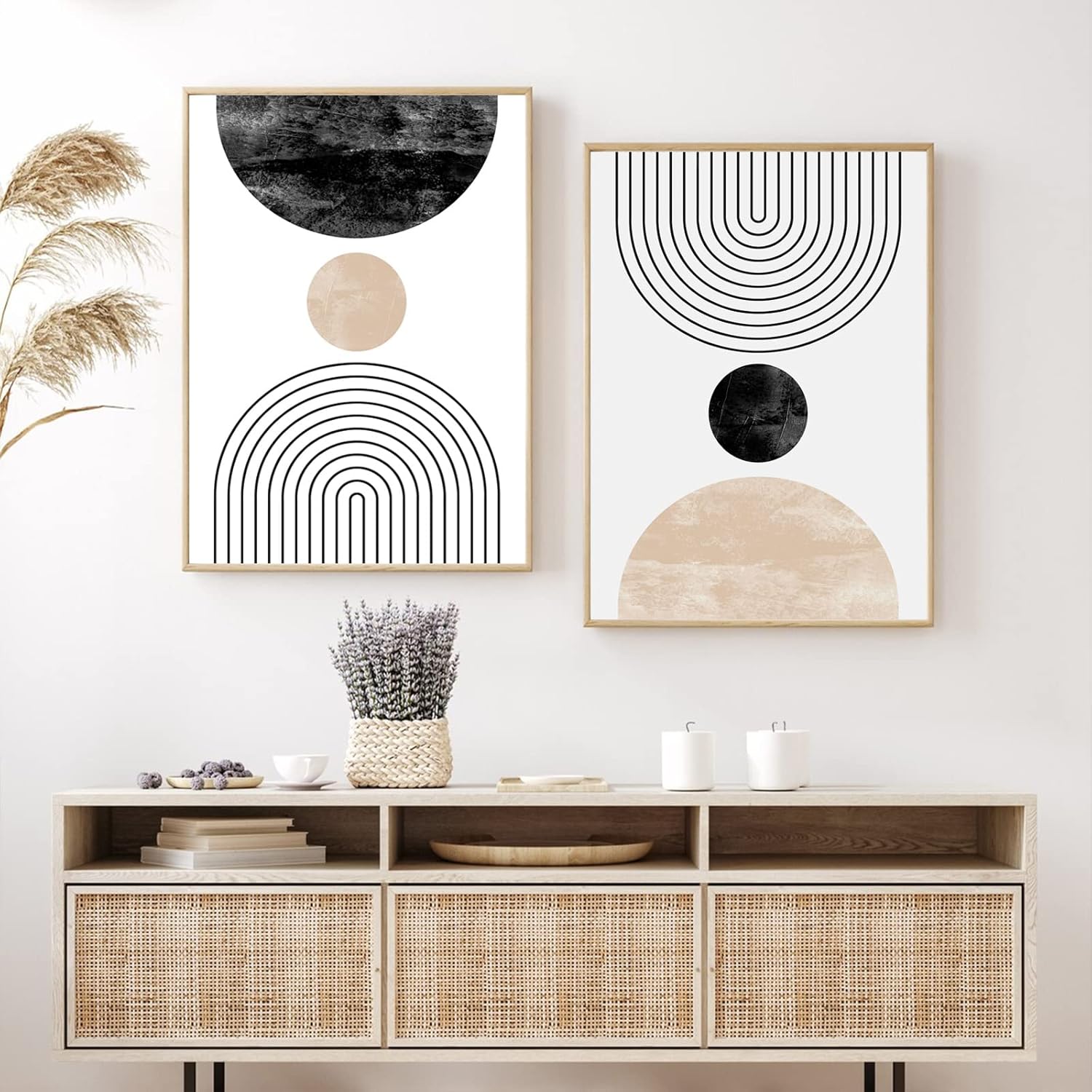 Framed Boho Blue Wall Art Print — 24" — 16x24 Inch Unframed