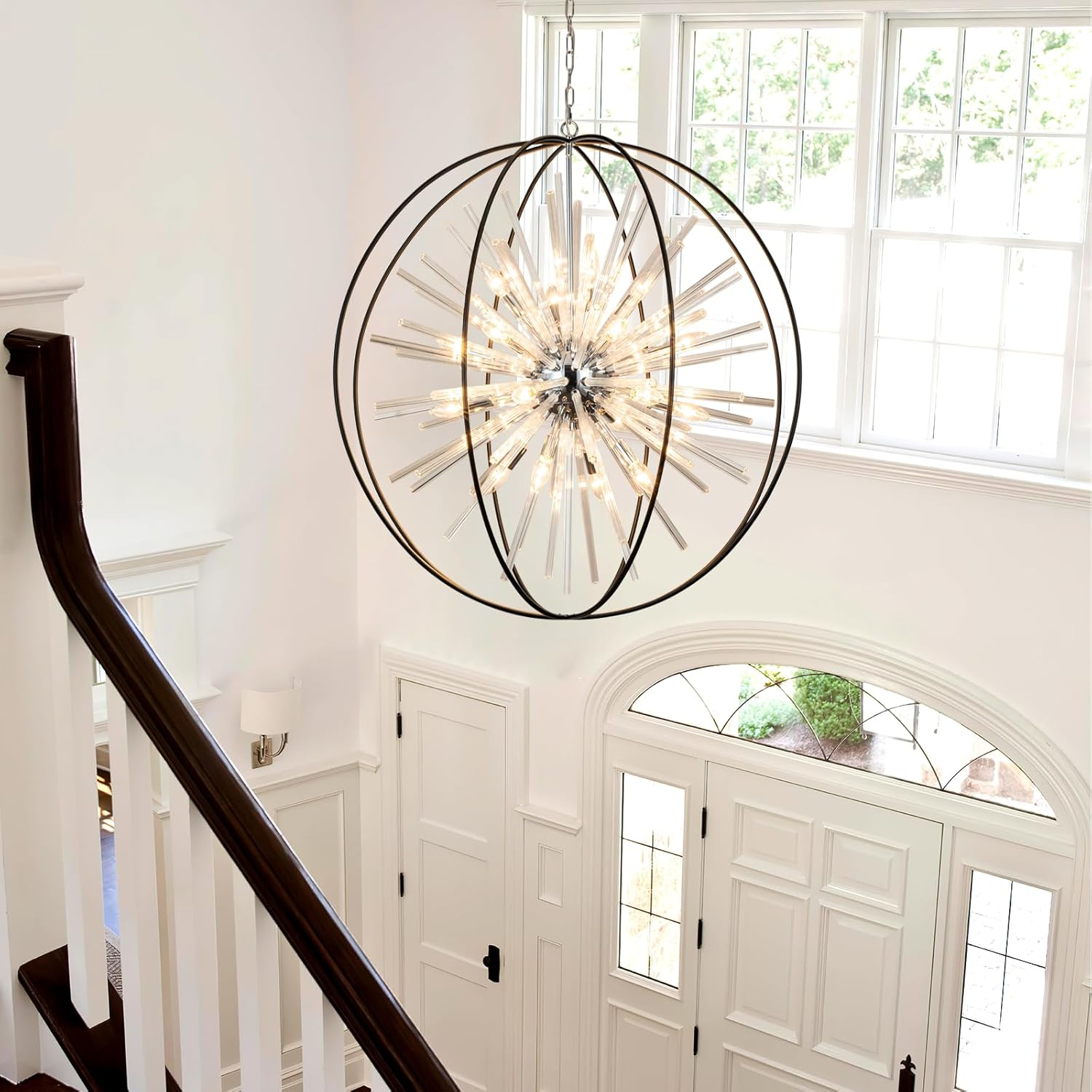 Luxe Black Chandelier — 12-Light — Globe D35"