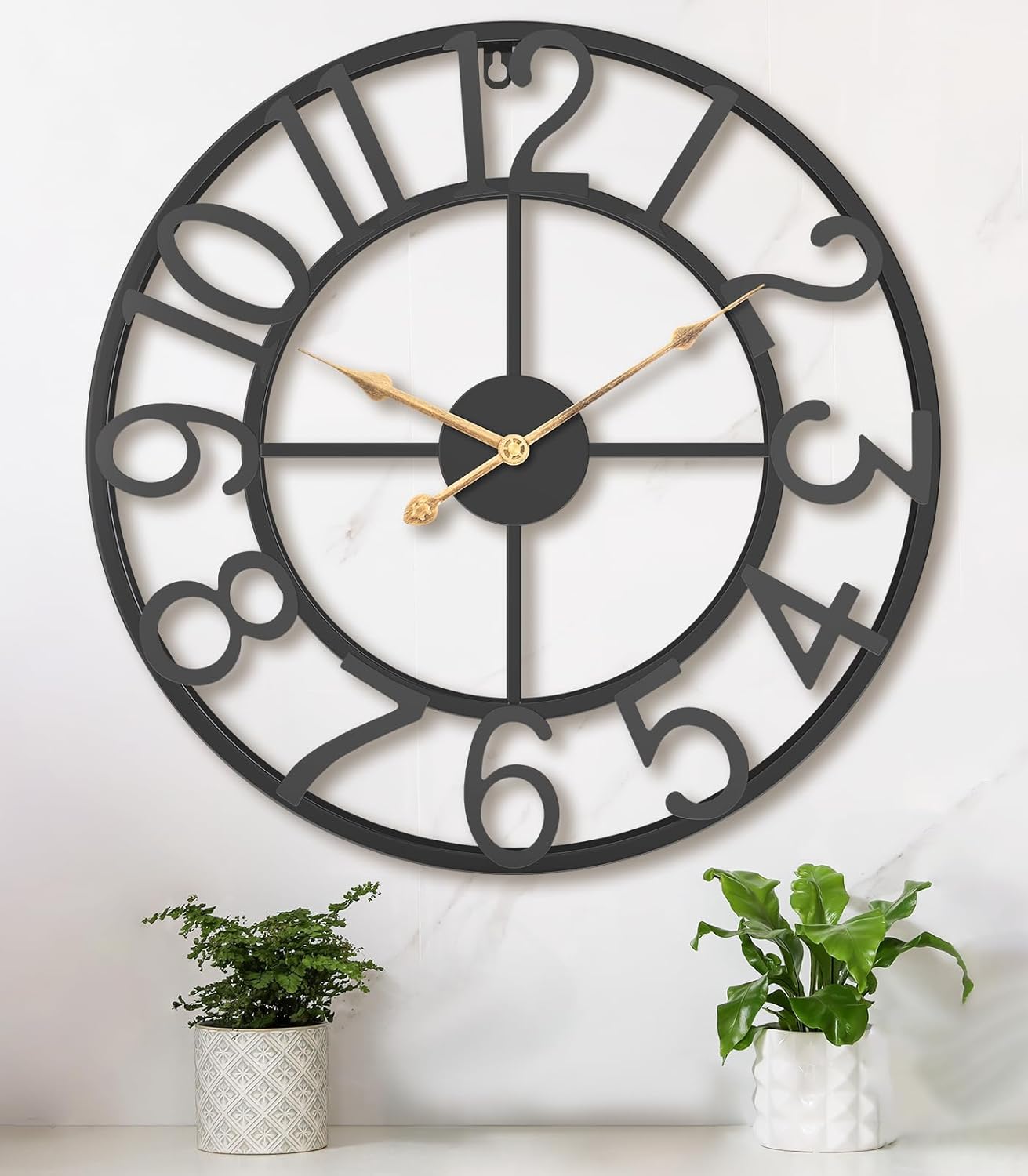 Oversized Farmhouse Black Wall Clock — 24" — Black Arabic