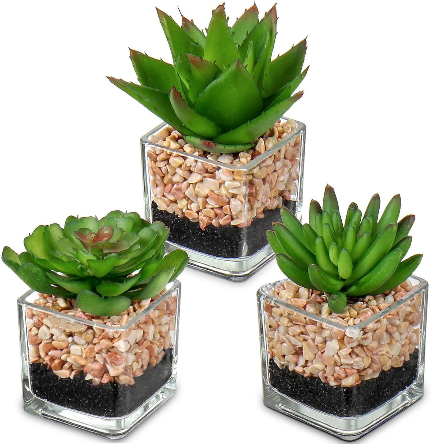 Glass Faux Succulent — 3pcs Succulents#05