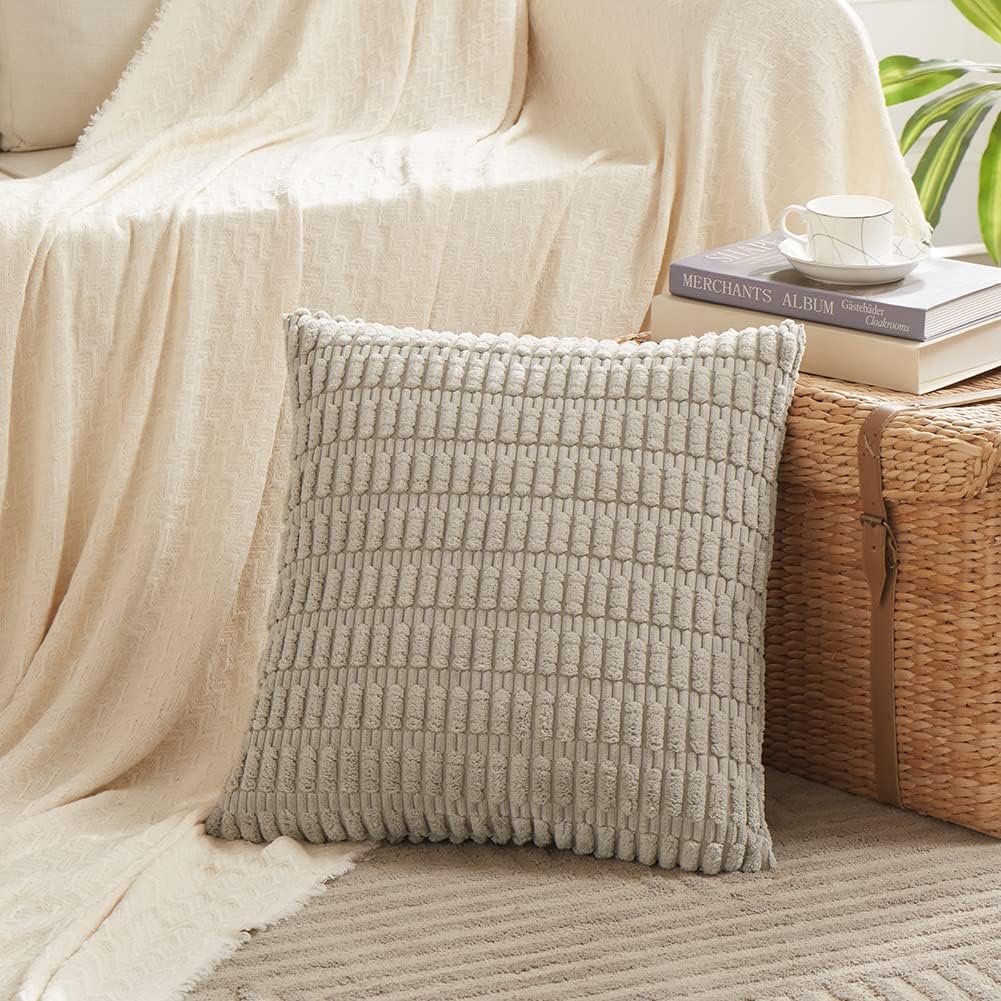 Boho Beige Throw Pillow Cover — 18" - View 2