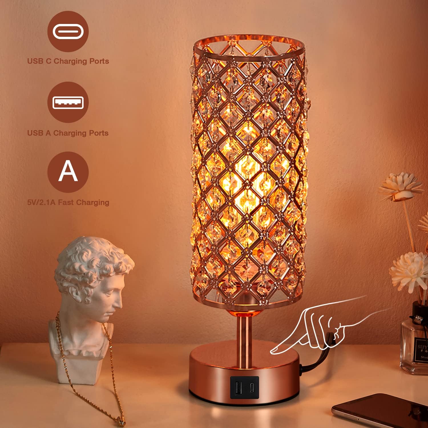 Dimmable Luxe Black Bedside Lamp - View 6