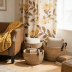 Round Boho Rattan Throw Pillow — 13" - View 4