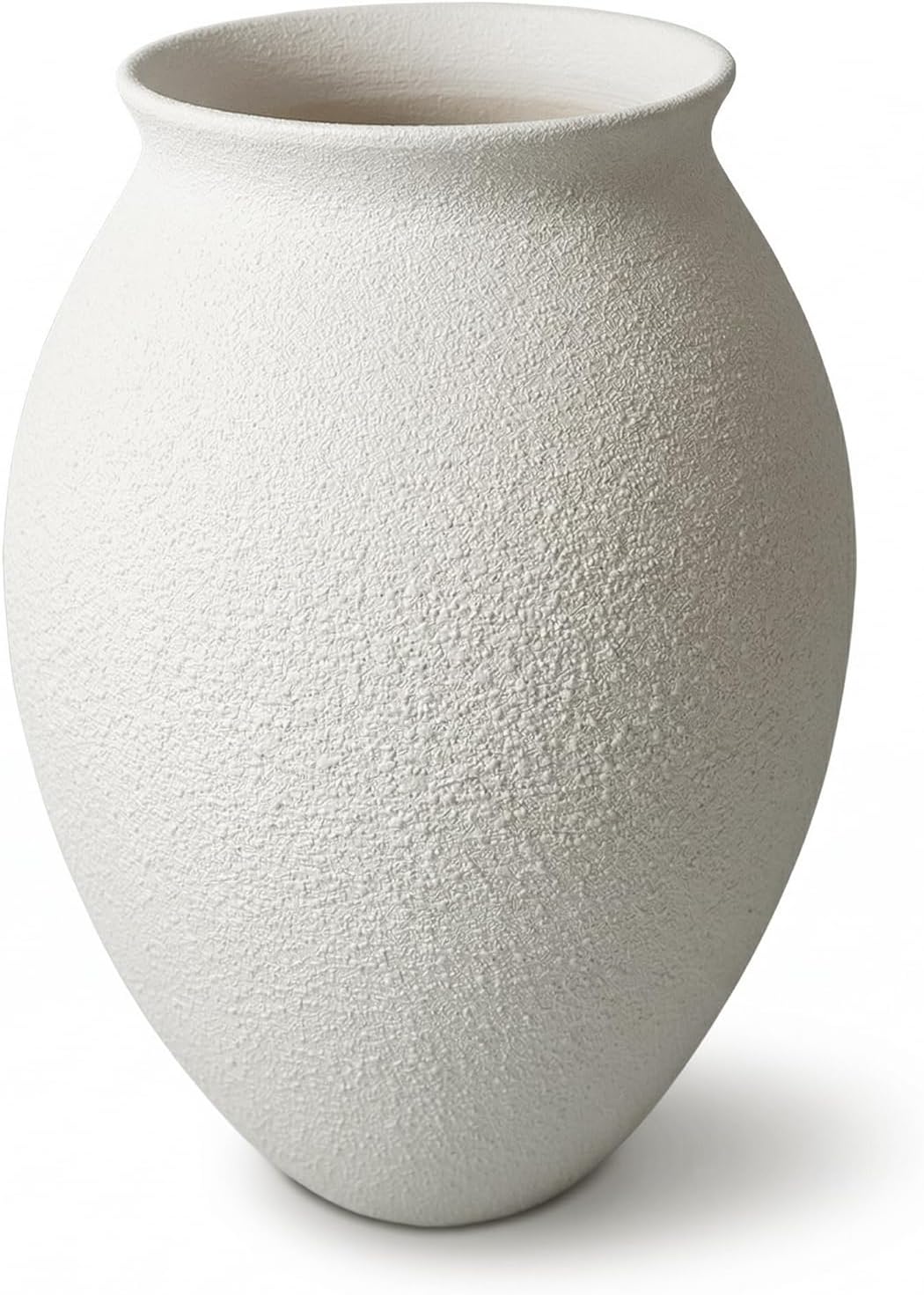 Handcrafted Boho Beige Flower Vase — 10" — Sandstone White