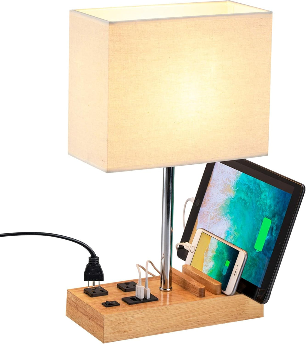 USB Charging Beige Bedside Lamp - View 9