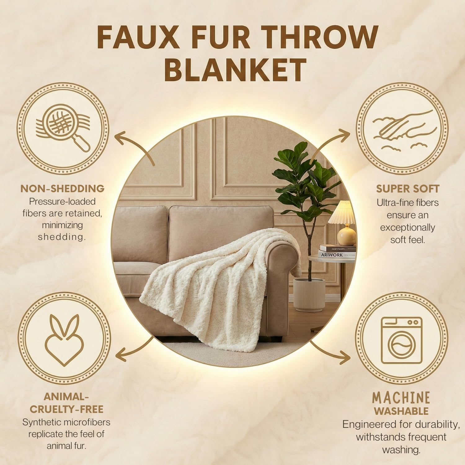 Luxe Brown Throw Pillow — 63" - View 3