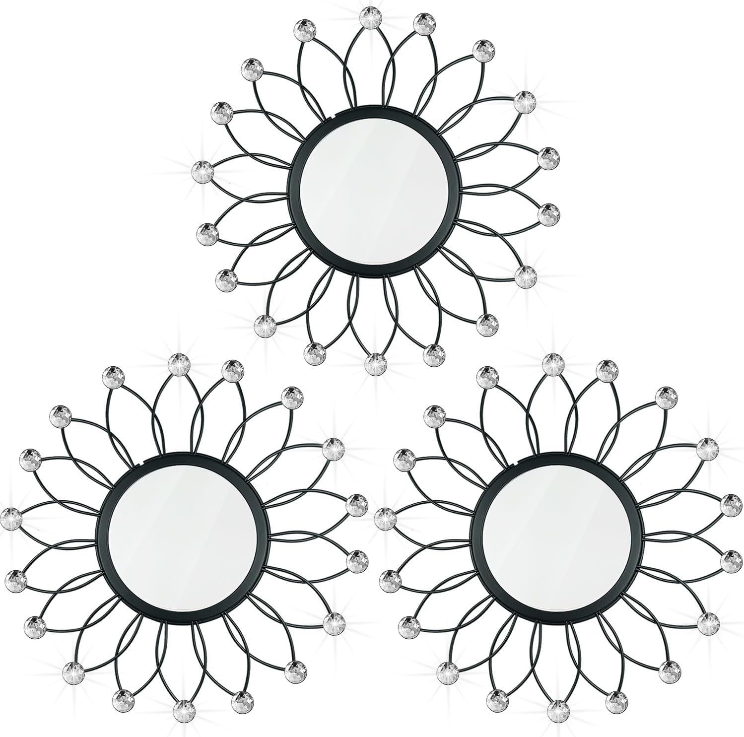 Luxe Black Wall Mirror — Black Crystal