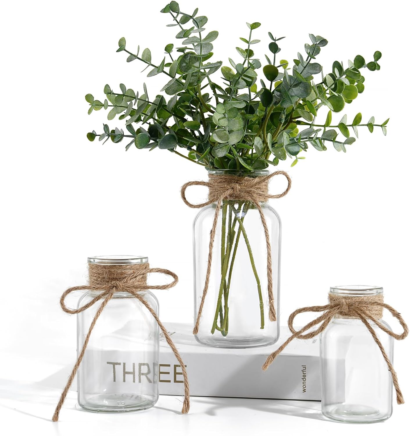 Vintage Farmhouse Grey Vase — Set of 3 — Clear