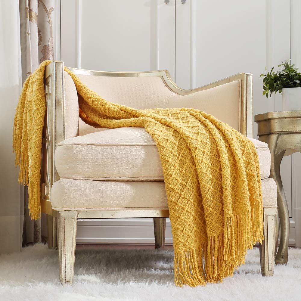 Boho Beige Throw Pillow — 50" — Yellow