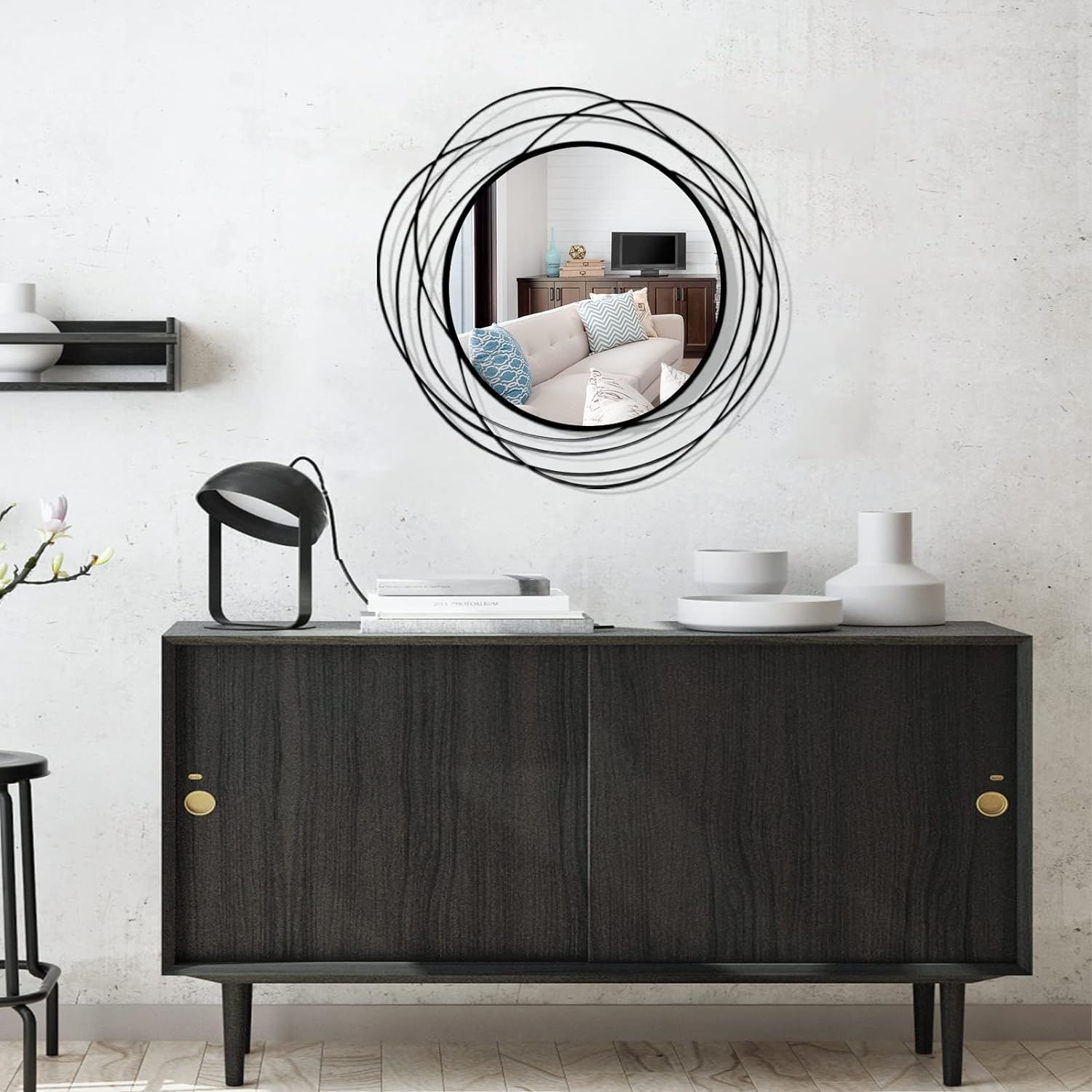 Round Black Wall Mirror — 20" - View 7