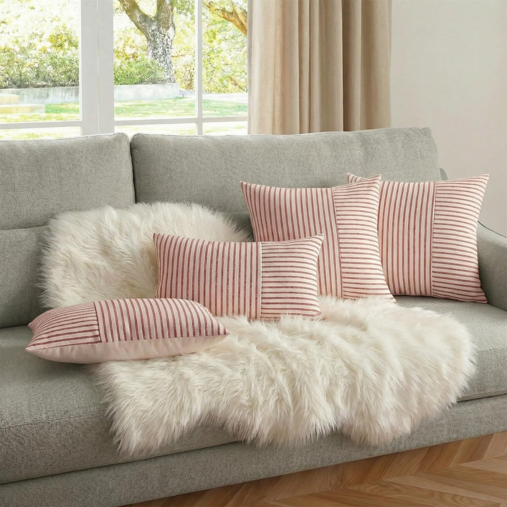 Linen Boho Beige Throw Pillow Cover — 18" - View 3