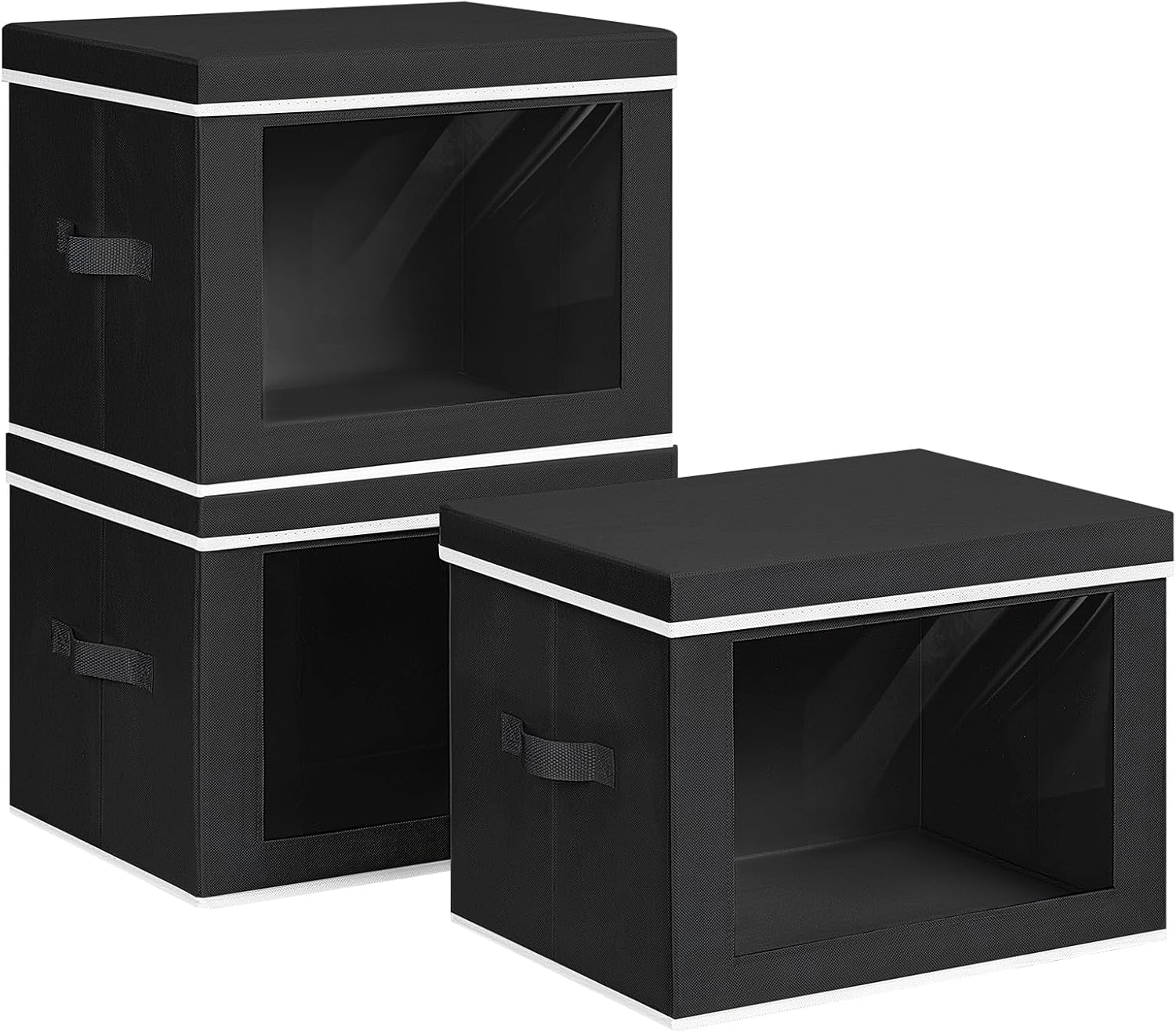 Beige Storage Bin — Black