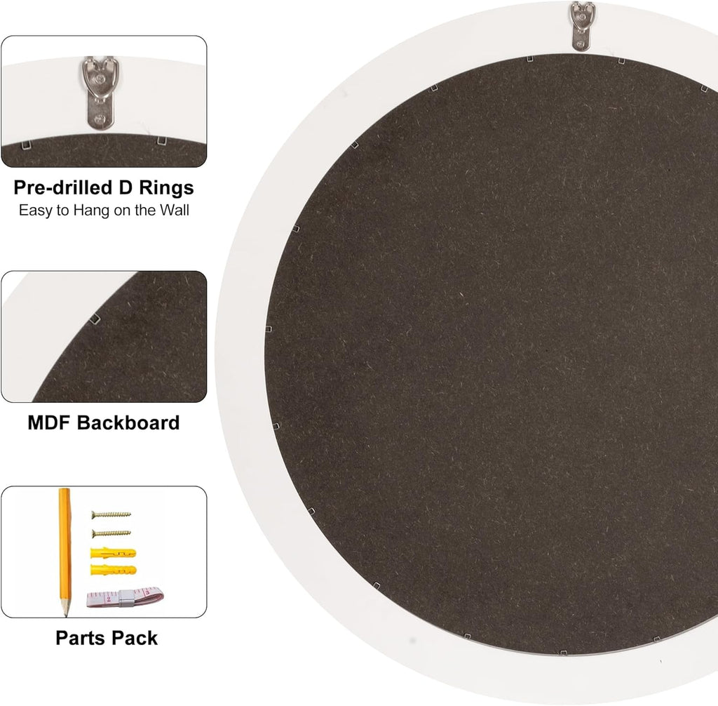 Framed White Round Mirror — 24" - View 4