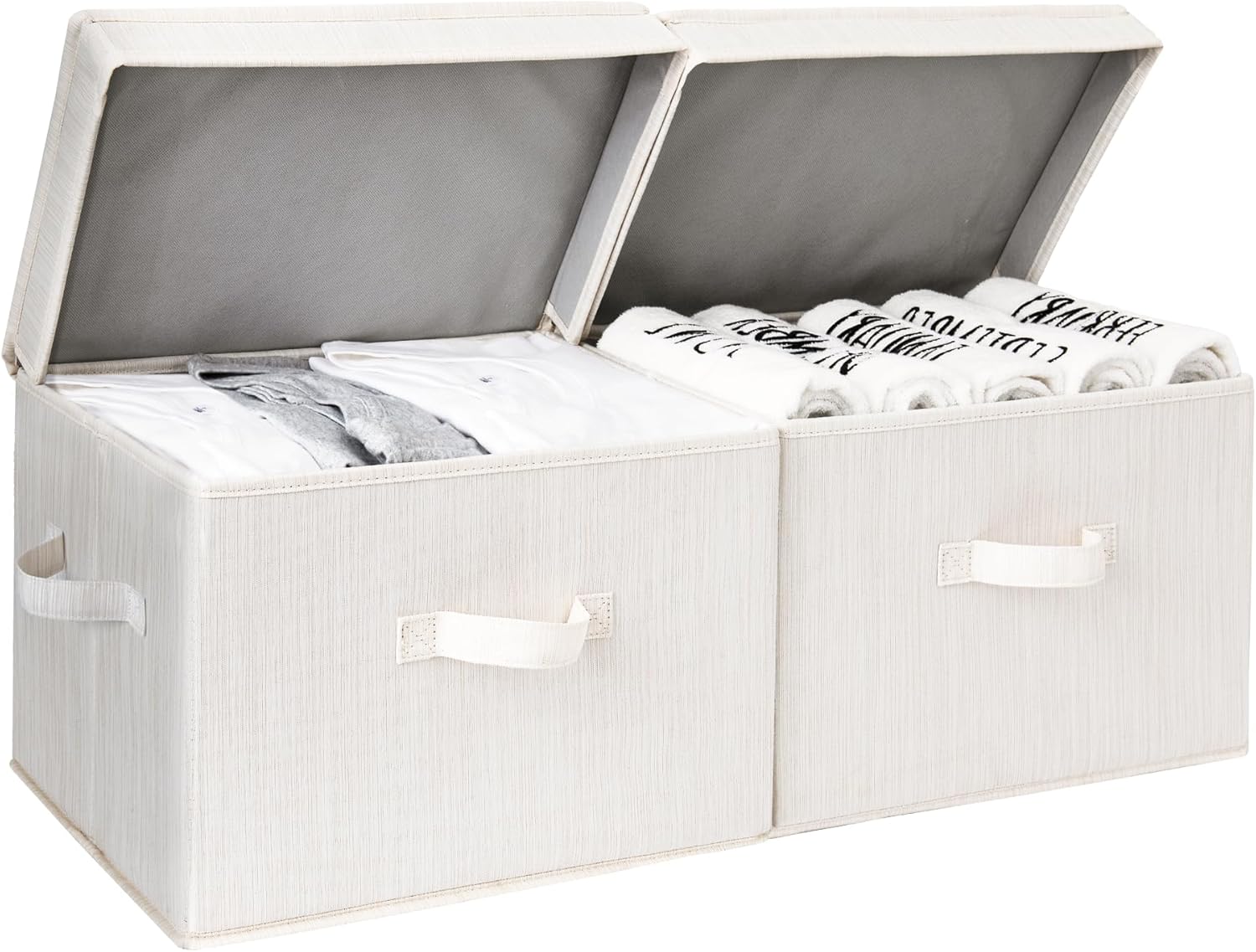 Beige Storage Bin — Beige, White & Ivory