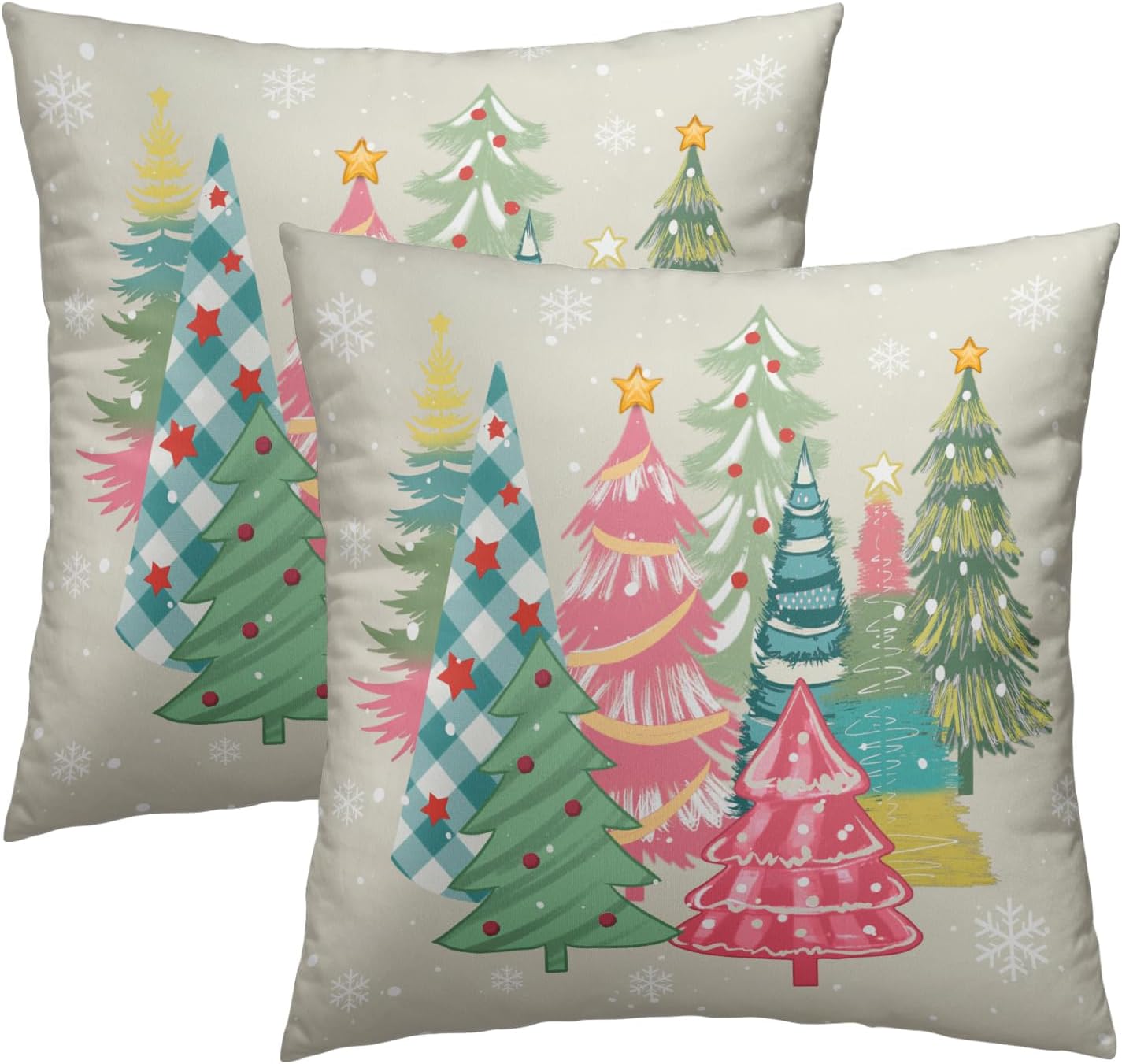Boho Beige Throw Pillow Cover — 18" — 20" x 20" (Pack of 2)