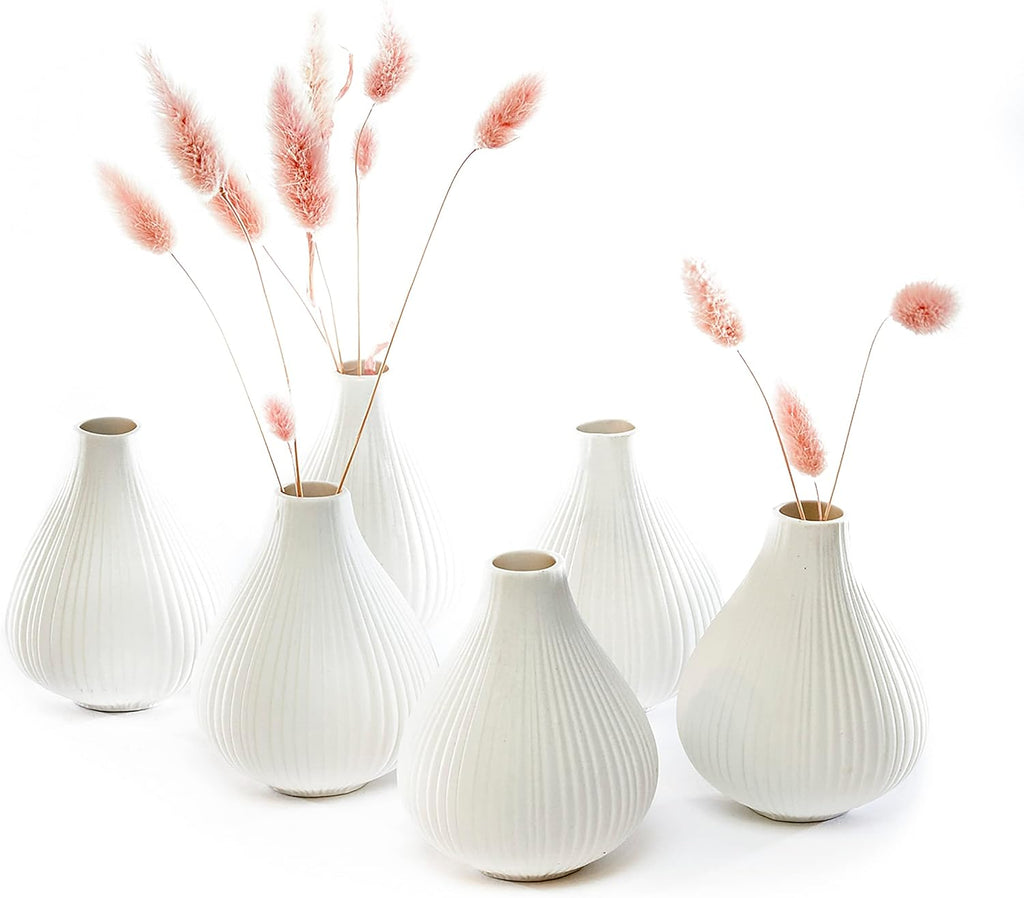 Blue Flower Vase — Set of 6 — White