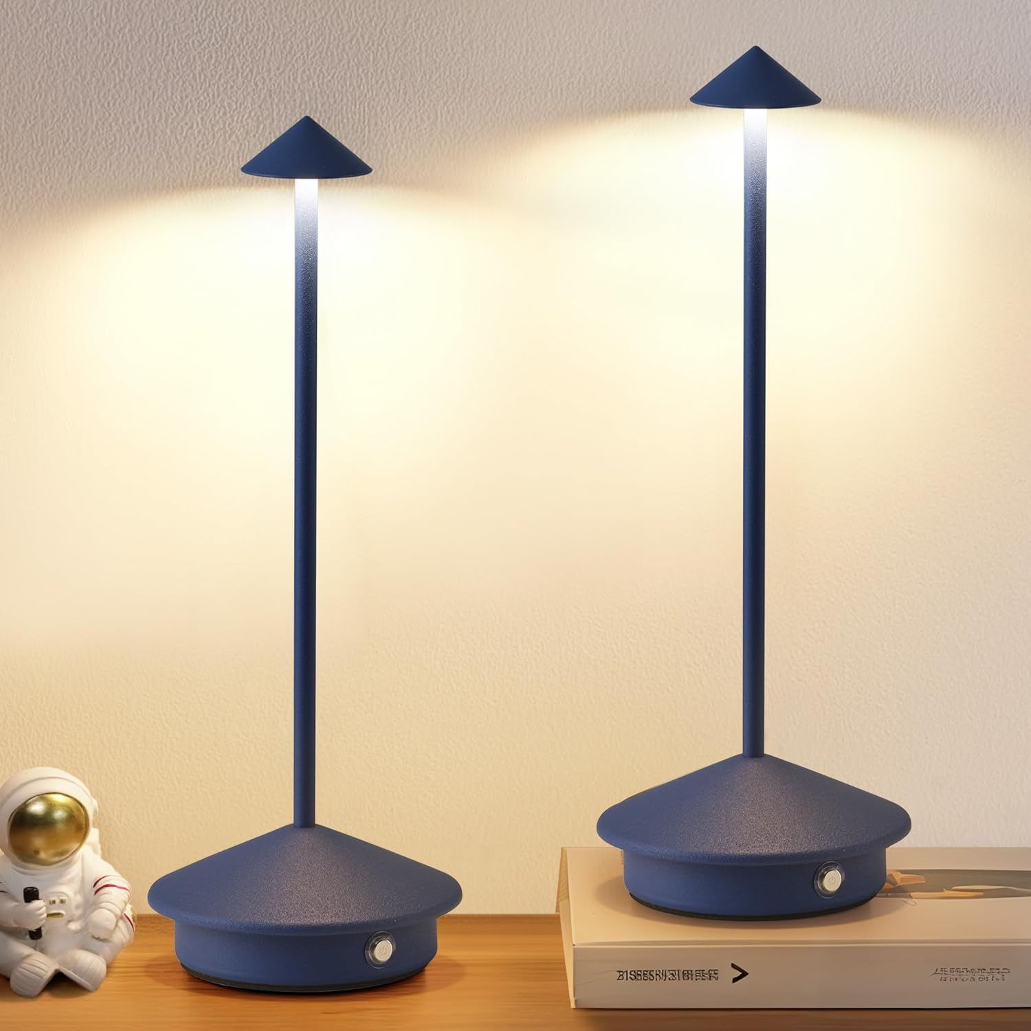 Cordless Modern Black Desk Lamp — Set of 2 — Blue (2 Pack)
