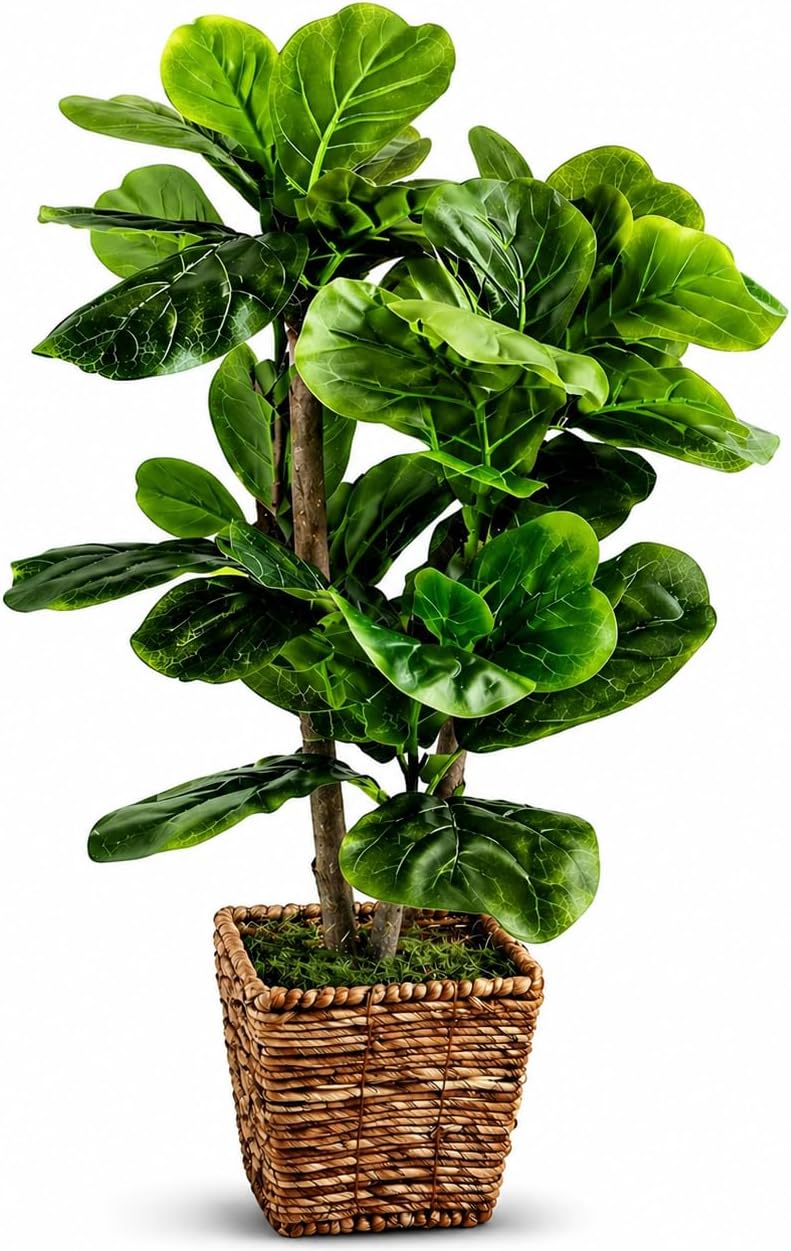 Boho Black Artificial Plant — Woven Basket