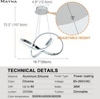Dimmable Modern Black Chandelier — 7" - View 5