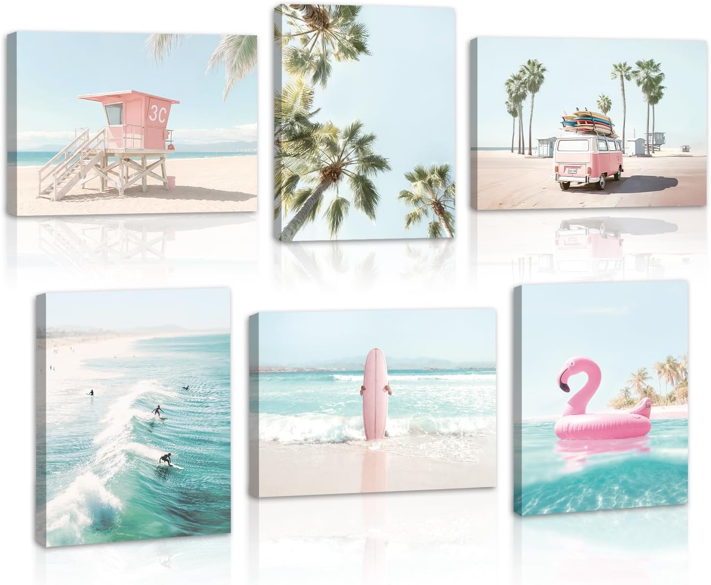 Framed Beige Canvas Wall Art — 16" — Ocean Beach Canvas Wall Art