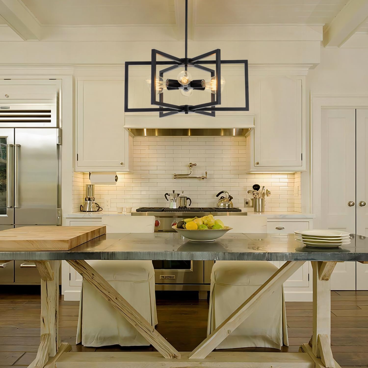 Adjustable Farmhouse Black Chandelier — 6-Light - View 8