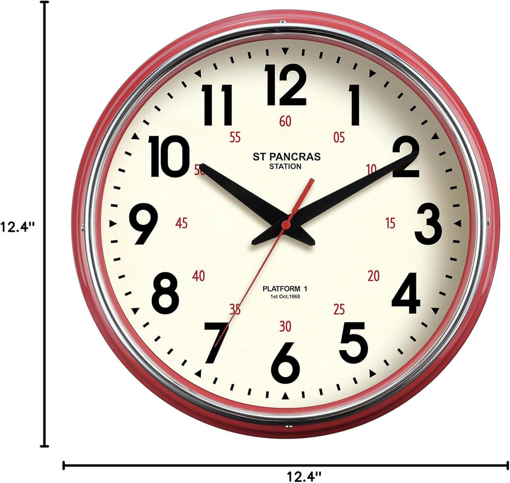 Vintage Mid-Century Beige Wall Clock — 12.4" - View 10