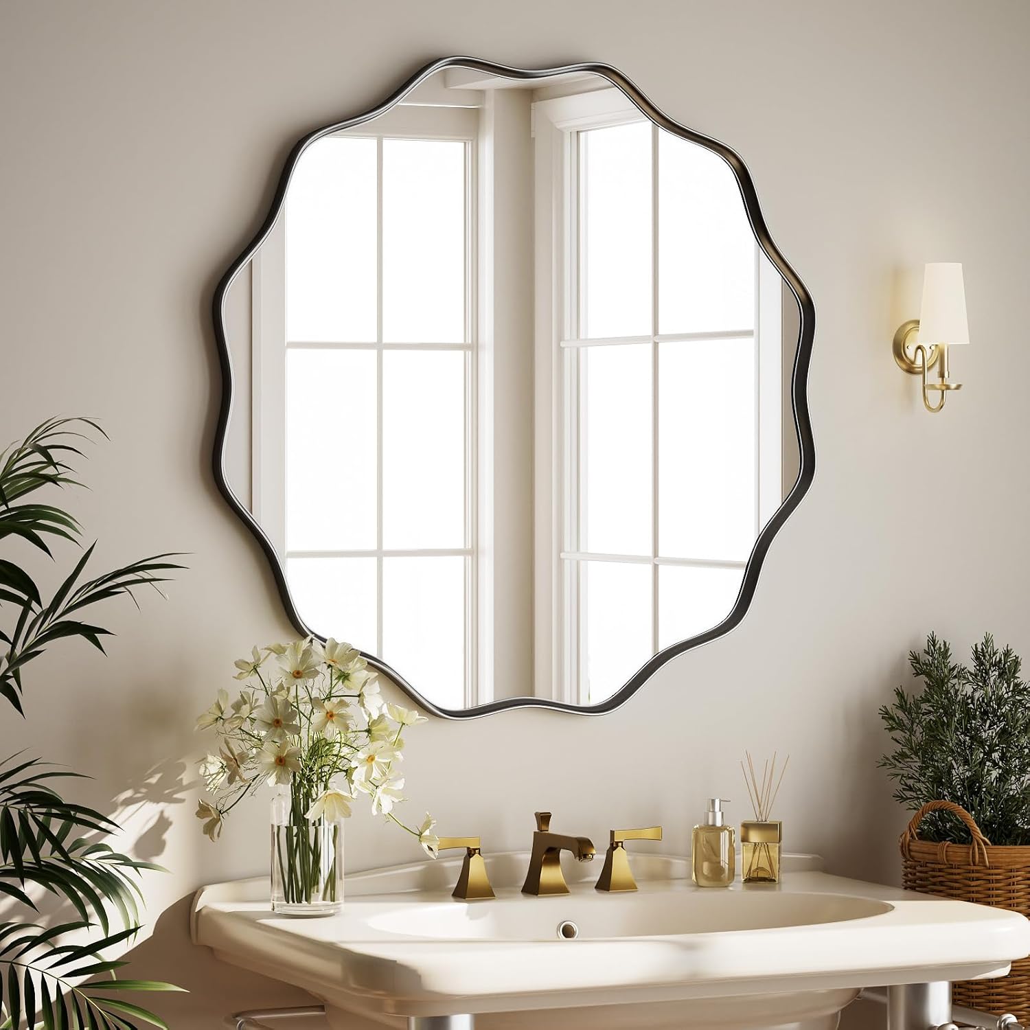Round Black Vanity Mirror — 24" — Black