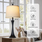 Dimmable Black Bedside Lamp — 27.5" - View 4