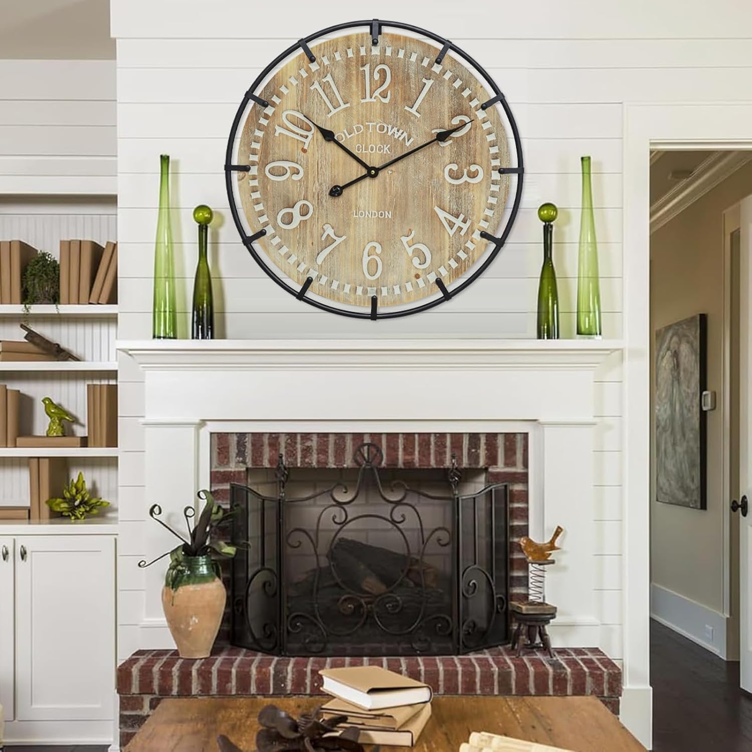 Battery Operated Farmhouse Brown Wall Clock — 30" — Brown