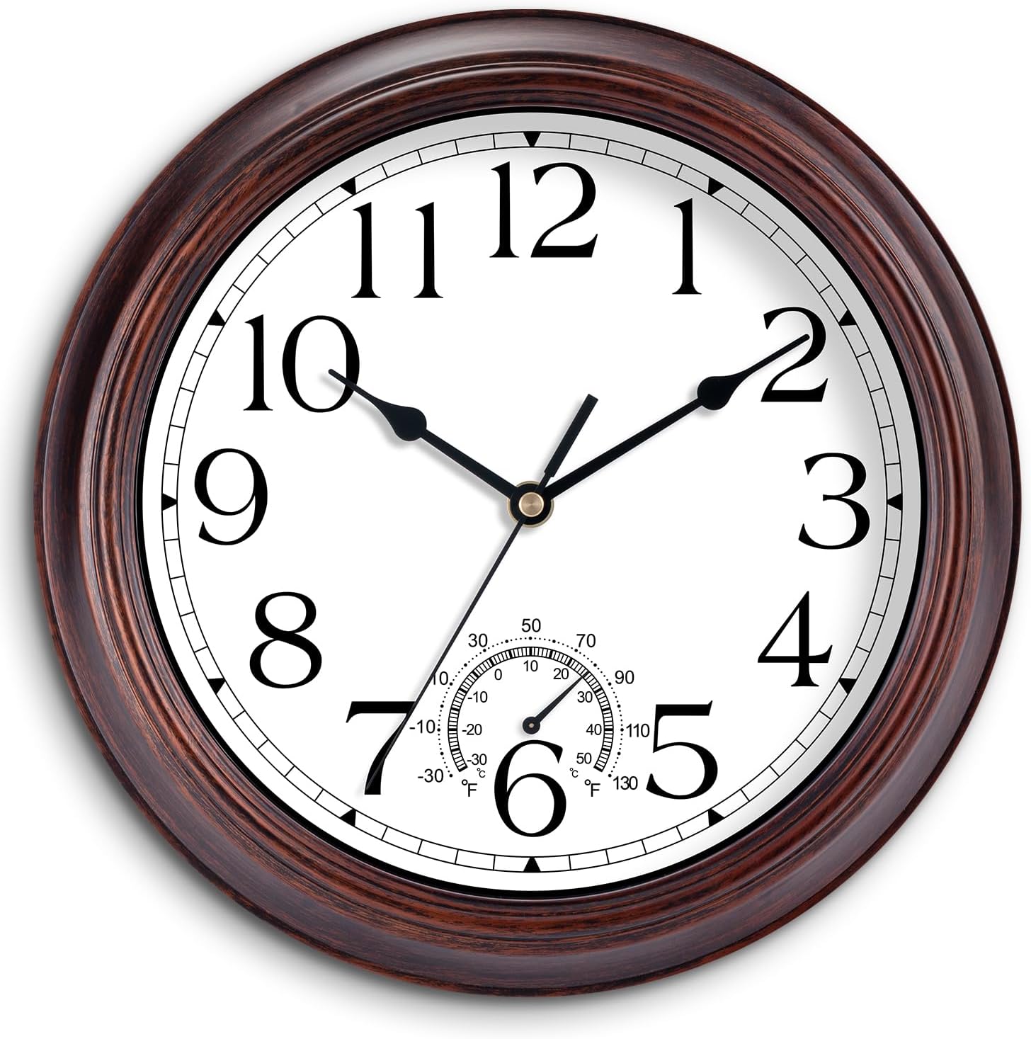 Battery Operated Farmhouse Gold Wall Clock — 12" — B_copper Red