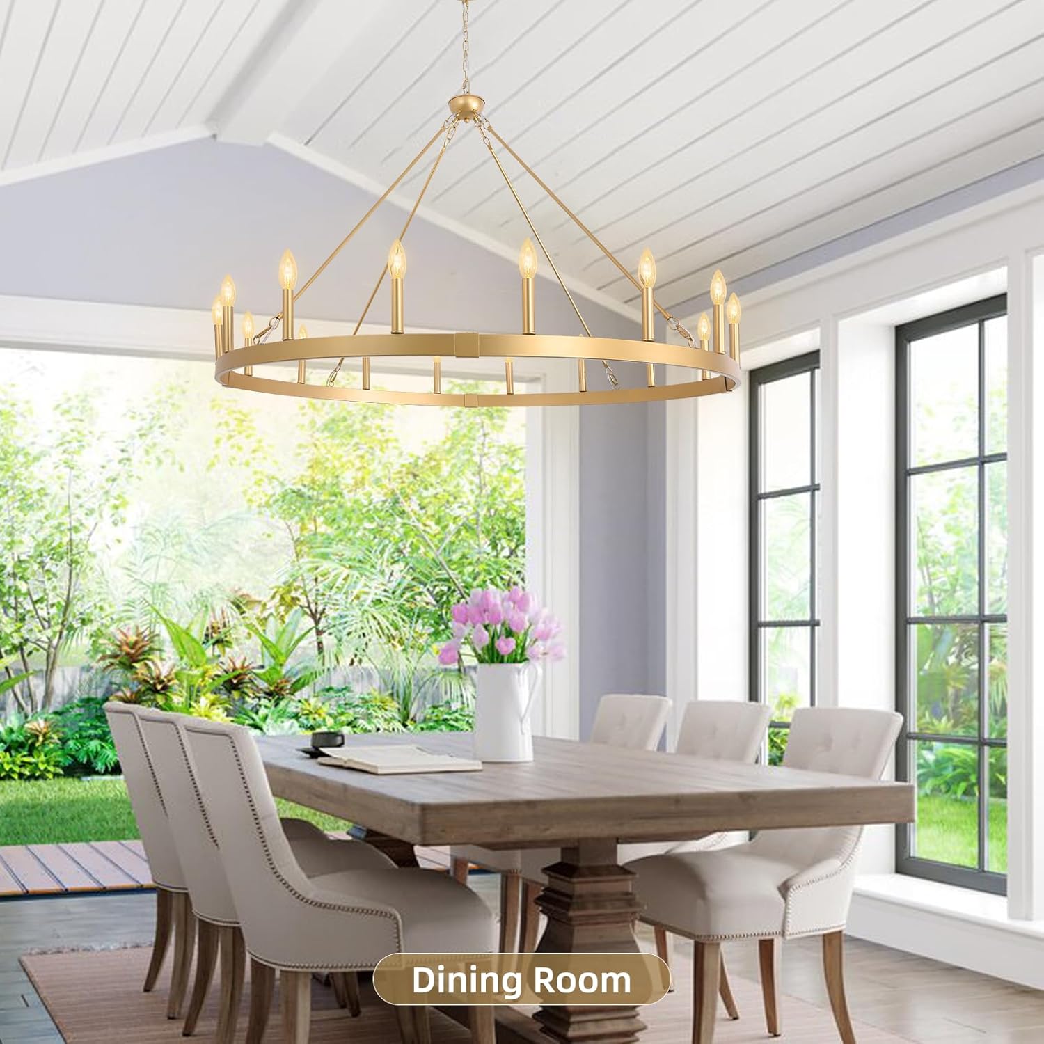 Round Farmhouse Black Chandelier — 16-Light - View 2