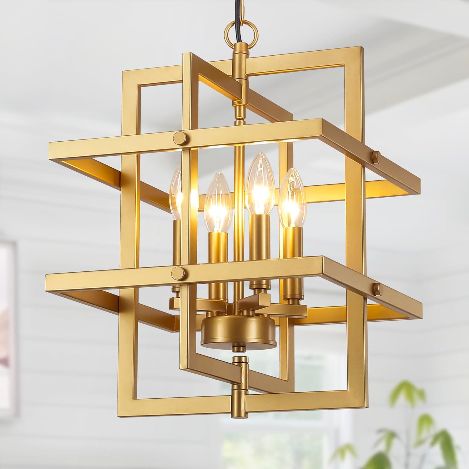 Farmhouse Black Chandelier — 6-Light — Gold