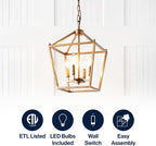 Antique Farmhouse Gold LED Bulb — 4-Light - View 4