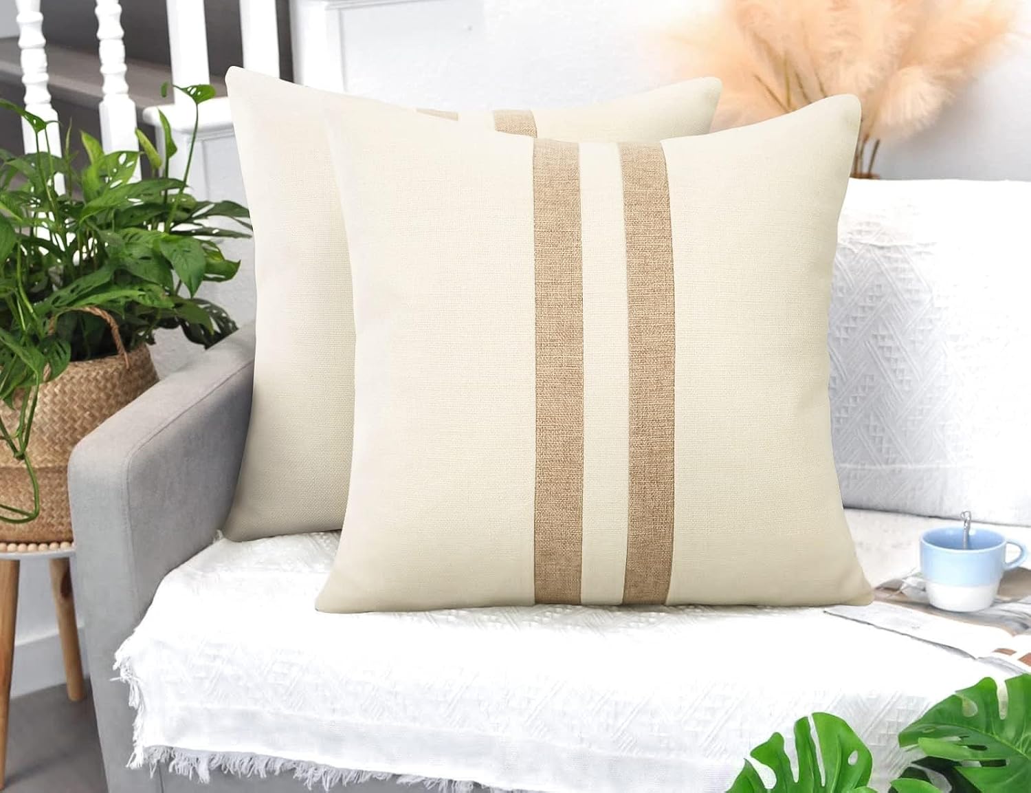 Lumbar Boho Fabric Throw Pillow Cover — 20" — 18" x 18" (Pack of 2)