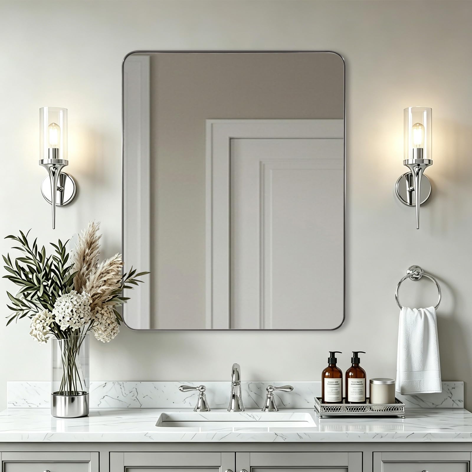 Rectangular Black Wall Mirror — 22"