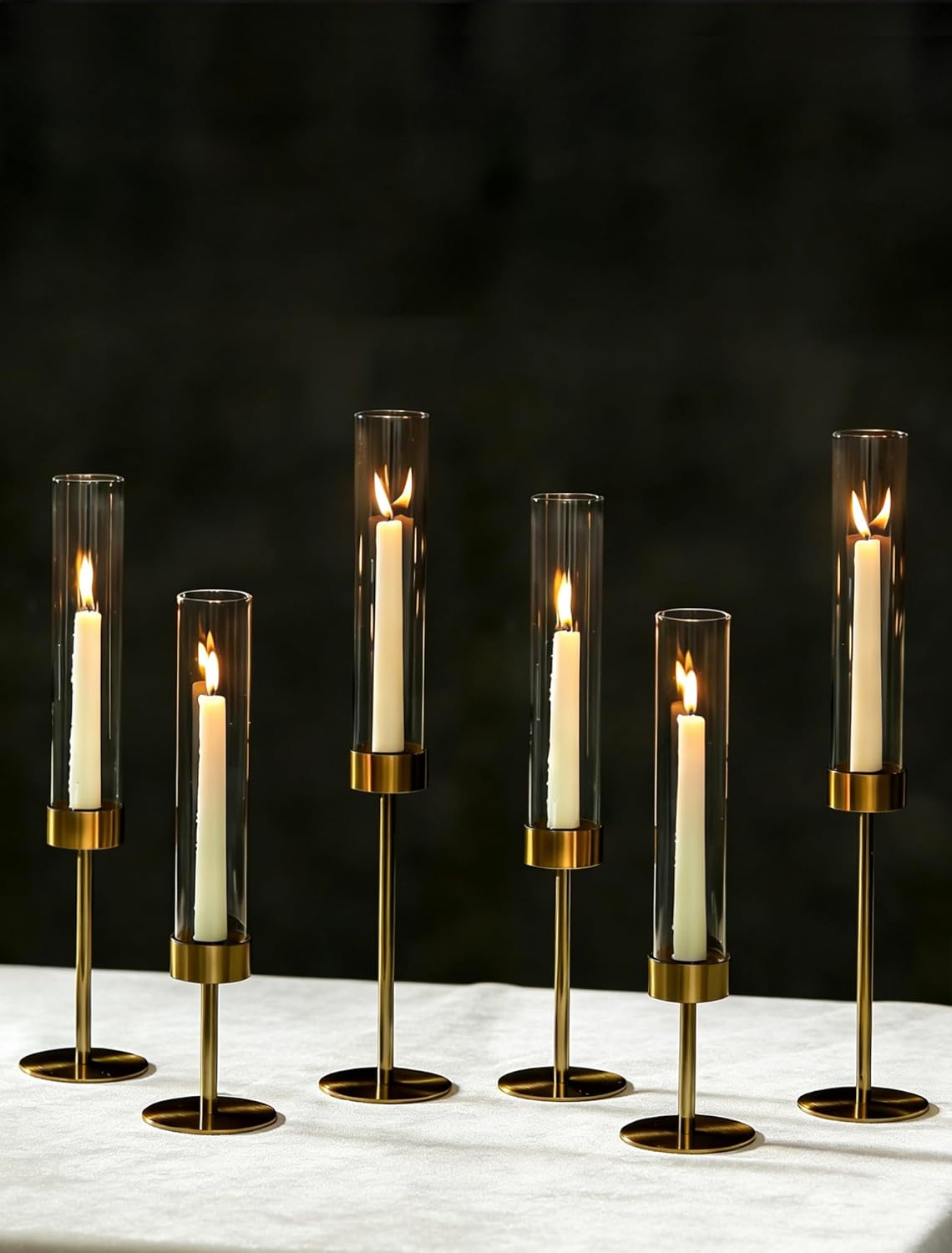Gold Candle — Set of 6 — Brass - Clear