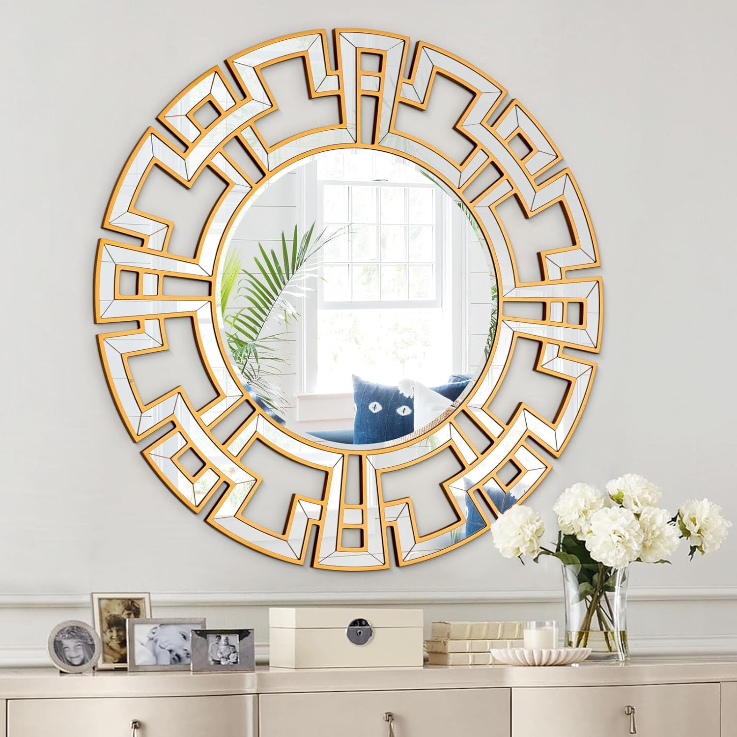 Beveled Luxe Black Wall Mirror — 32" — Gold